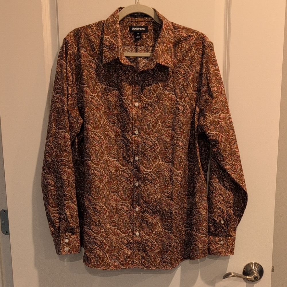 Lands' End Brown Paisley Shirt